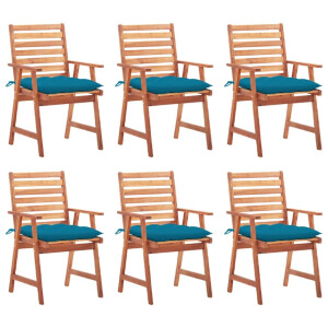 vidaXL Tuinstoelen 6 st met kussens massief acaciahout