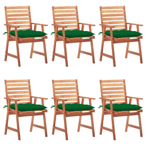 vidaXL Tuinstoelen 6 st met kussens massief acaciahout