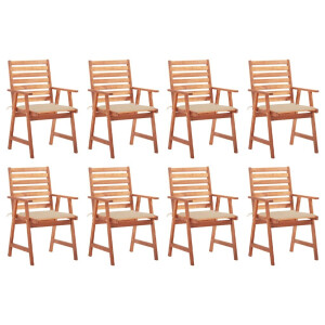 vidaXL Tuinstoelen 8 st met kussens massief acaciahout