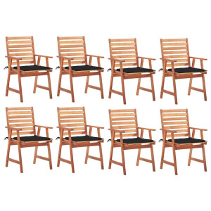 vidaXL Tuinstoelen 8 st met kussens massief acaciahout