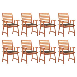 vidaXL Tuinstoelen 8 st met kussens massief acaciahout