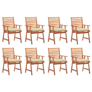vidaXL Tuinstoelen 8 st met <a title="kussens vergelijken" href="https://furn.nl/kussens">kussens</a> massief acaciahout
