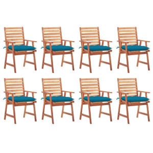 vidaXL Tuinstoelen 8 st met kussens massief acaciahout