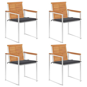 vidaXL Tuinstoelen 4 st met kussens massief acaciahout