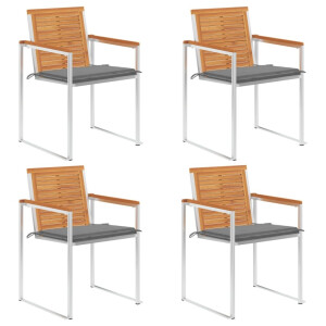 vidaXL Tuinstoelen 4 st met kussens massief acaciahout