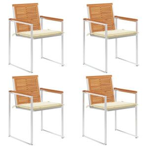 vidaXL Tuinstoelen 4 st met kussens massief acaciahout