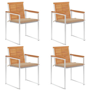 vidaXL Tuinstoelen 4 st met kussens massief acaciahout