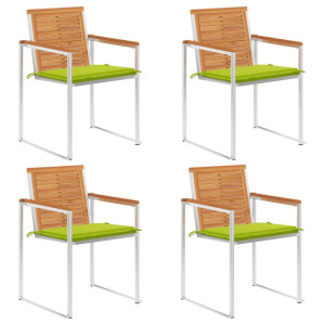 vidaXL Tuinstoelen 4 st met kussens massief acaciahout