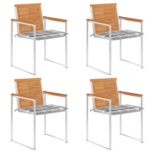 vidaXL Tuinstoelen 4 st met kussens massief acaciahout