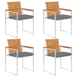 vidaXL Tuinstoelen 4 st met kussens massief acaciahout