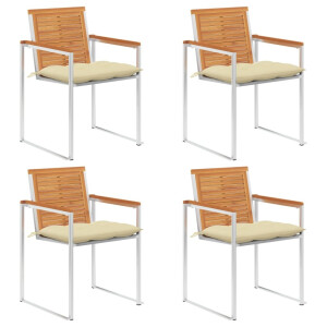 vidaXL Tuinstoelen 4 st met kussens massief acaciahout