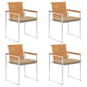 vidaXL Tuinstoelen 4 st met kussens massief acaciahout