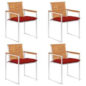 vidaXL Tuinstoelen 4 st met kussens massief acaciahout