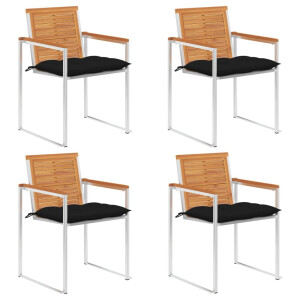 vidaXL Tuinstoelen 4 st met kussens massief acaciahout