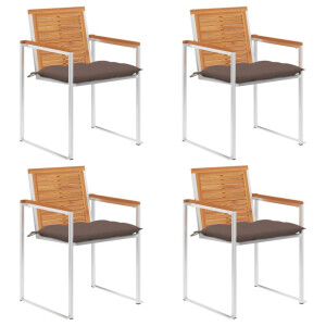 vidaXL Tuinstoelen 4 st met kussens massief acaciahout