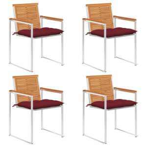 vidaXL Tuinstoelen 4 st met kussens massief acaciahout