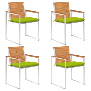 vidaXL Tuinstoelen 4 st met kussens massief acaciahout