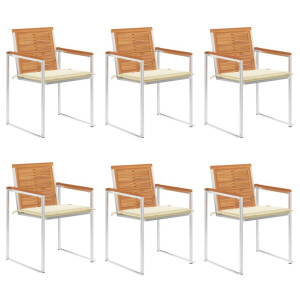 vidaXL Tuinstoelen 6 st met kussens massief acaciahout