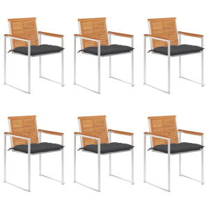 vidaXL Tuinstoelen 6 st met kussens massief acaciahout