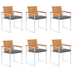 vidaXL Tuinstoelen 6 st met kussens massief acaciahout