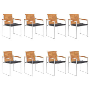 vidaXL Tuinstoelen 8 st met kussens massief acaciahout