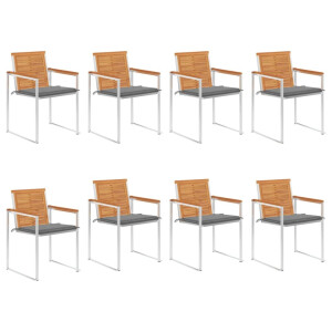 vidaXL Tuinstoelen 8 st met kussens massief acaciahout