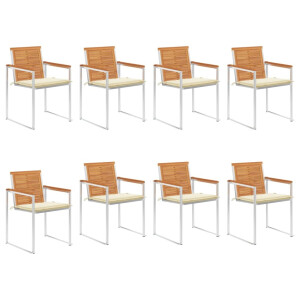 vidaXL Tuinstoelen 8 st met kussens massief acaciahout