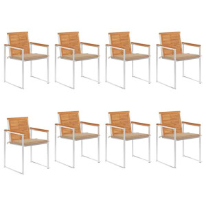 vidaXL Tuinstoelen 8 st met kussens massief acaciahout