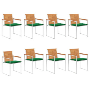 vidaXL Tuinstoelen 8 st met kussens massief acaciahout