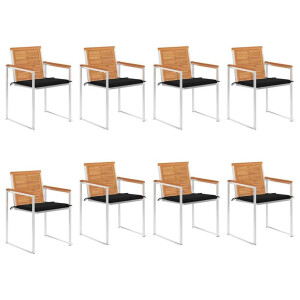 vidaXL Tuinstoelen 8 st met kussens massief acaciahout