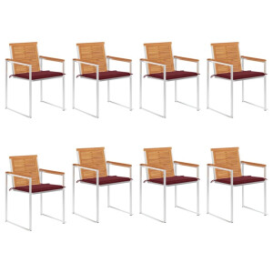 vidaXL Tuinstoelen 8 st met kussens massief acaciahout