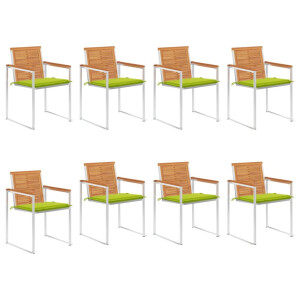 vidaXL Tuinstoelen 8 st met kussens massief acaciahout