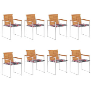 vidaXL Tuinstoelen 8 st met kussens massief acaciahout