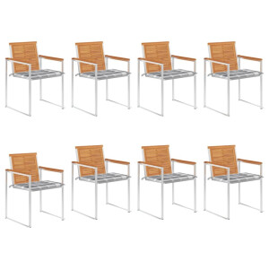 vidaXL Tuinstoelen 8 st met kussens massief acaciahout