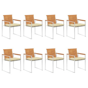vidaXL Tuinstoelen 8 st met kussens massief acaciahout