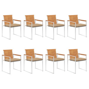 vidaXL Tuinstoelen 8 st met kussens massief acaciahout