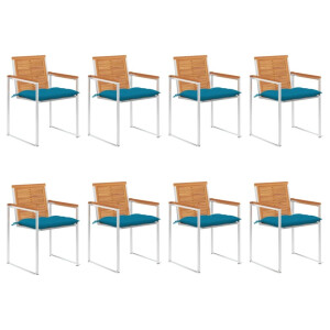 vidaXL Tuinstoelen 8 st met kussens massief acaciahout