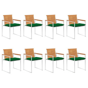 vidaXL Tuinstoelen 8 st met kussens massief acaciahout