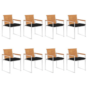 vidaXL Tuinstoelen 8 st met kussens massief acaciahout
