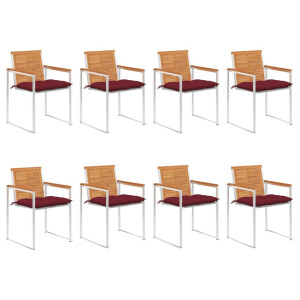 vidaXL Tuinstoelen 8 st met kussens massief acaciahout