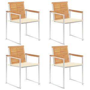 vidaXL Tuinstoelen 4 st met kussens massief teakhout