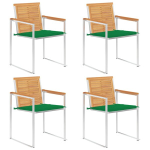 vidaXL Tuinstoelen 4 st met kussens massief teakhout