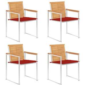 vidaXL Tuinstoelen 4 st met kussens massief teakhout