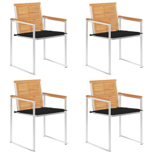 vidaXL Tuinstoelen 4 st met kussens massief teakhout