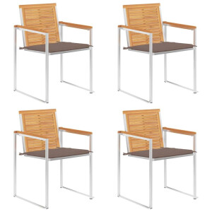 vidaXL Tuinstoelen 4 st met kussens massief teakhout