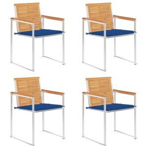 vidaXL Tuinstoelen 4 st met kussens massief teakhout