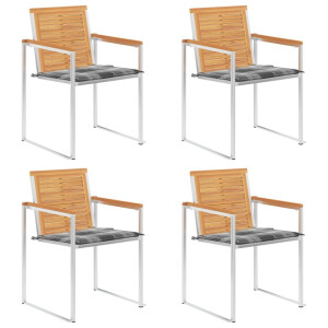 vidaXL Tuinstoelen 4 st met kussens massief teakhout
