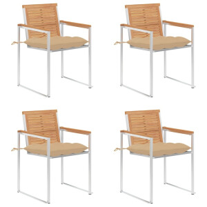 vidaXL Tuinstoelen 4 st met kussens massief teakhout