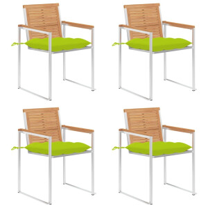 vidaXL Tuinstoelen 4 st met kussens massief teakhout
