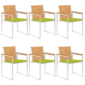 vidaXL Tuinstoelen 6 st met kussens massief teakhout